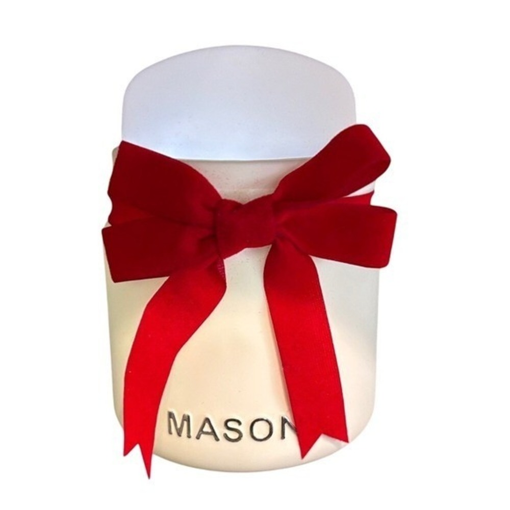 Yankee Candle Lighted White Mason Jar with Red Bow Scent Plug Diffuser 3.25"